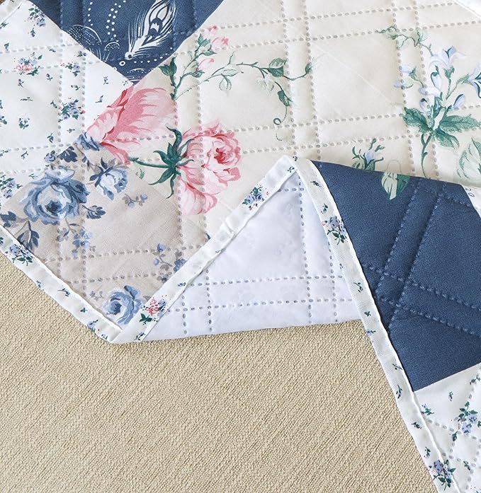 Brilliant Sunshine Roses in Beige Couch Sofa Armrest 5 Pockets Organizer, Slip Resistant Recliner Armchair Caddy, Washable Remote Controls Holder, Storage for Magazine, Phone, 35×13", Vintage Indigo