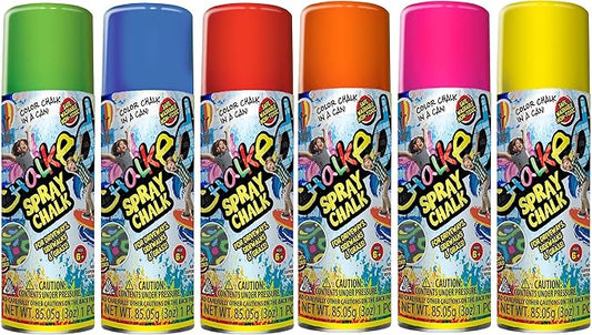 JA-RU Sidewalk Chalk Spray (Assorted) Kids Driveway, Yard, Sidewalk Liquid Colored Chalk. Field Marking Chalk Line Spray Temporary Markers. Washable Outdoor Chalk Set Art Toys. 3525 (6 Cans)
