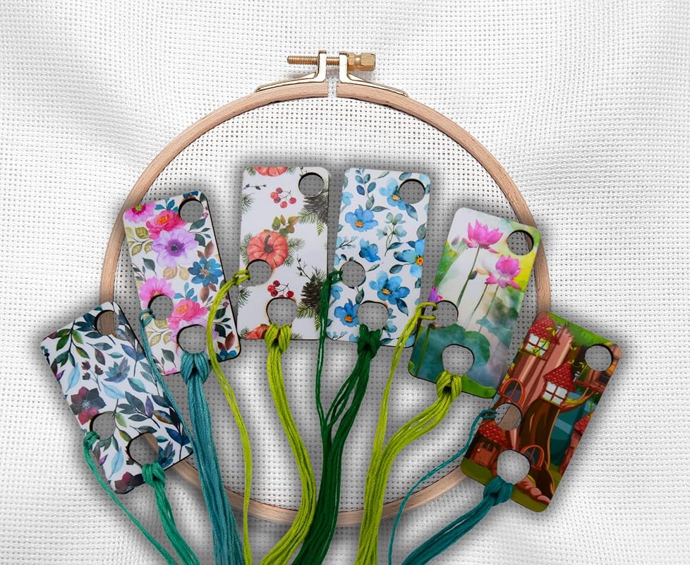 Floss drops cross stitch Wooden thread drops organizer floss drop for cross stitch kit fox embroidery floss storage holders for threads The set of 6 cross stitch retreat gifts