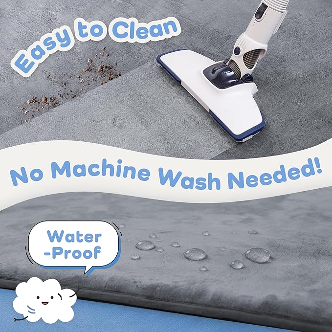 1.3" Thick Baby Floor Play Mat 50x50, Basic Padded Foam Mat for Tummy Time Crawling, Non Slip Cushioned for Babies Toddlers Infants Kids (Dark Grey)