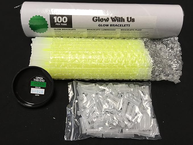 Glow Sticks Bulk Wholesale Bracelets, 1000 8” Green Glow Stick Glow Bracelets, Bright Color, Glow 8-12 Hrs, Glow Party Favors Supplies, Sturdy Packaging, GlowWithUs Brand