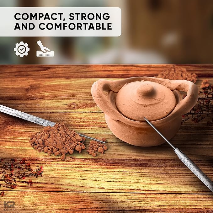 KETAR 4Pcs Modeling Clay Sculpting Tools Stainless Steel Clay Pottery Sculpting Tools Carving Tool Set Modeling Clay Tools Set - Modeling Clay Artist Needle Set Pottery Clay Cutter Art Kit