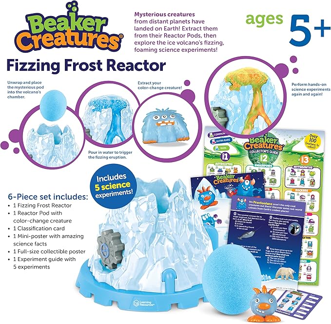 Learning Resources Beaker Creatures Fizzing Frost Reactor - 6 Pieces, Ages 5+ Volcano Science Kit for Kids, STEM Toys, Science Experiments for Kids