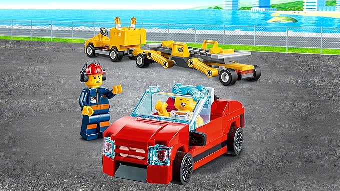 LEGO City Passenger Airplane 60262, with Radar Tower, Airport Truck with a Car Elevator, Red Convertible, 4 Passenger and 4 Airport Staff Minifigures, Plus a Baby Figure (669 Pieces)