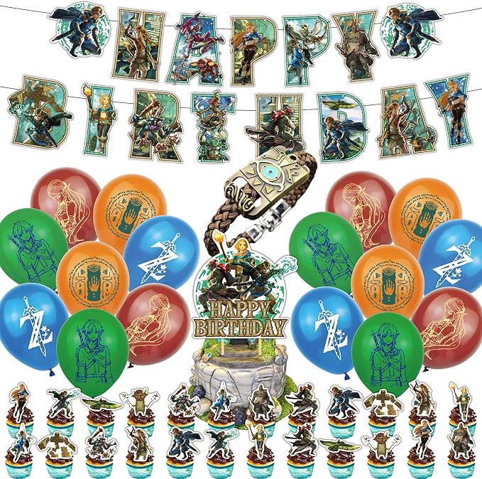 Legend Game Party Supplies, Game Birthday Supplies Include Banner, Bracelet, Balloon, Cup Cake Toppers, Cake topper for children Birthday Party