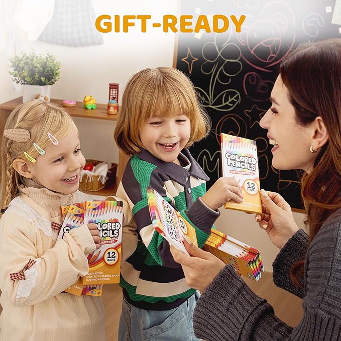 JOYIN 432 Count Colored Pencils Bulk, Pre-sharpened Colored Pencils for Kids 4+, Bulk Coloring Pencils School Supplies for Teachers, Classroom Prizes (12 Assorted Colors, Individual Pack of 36)