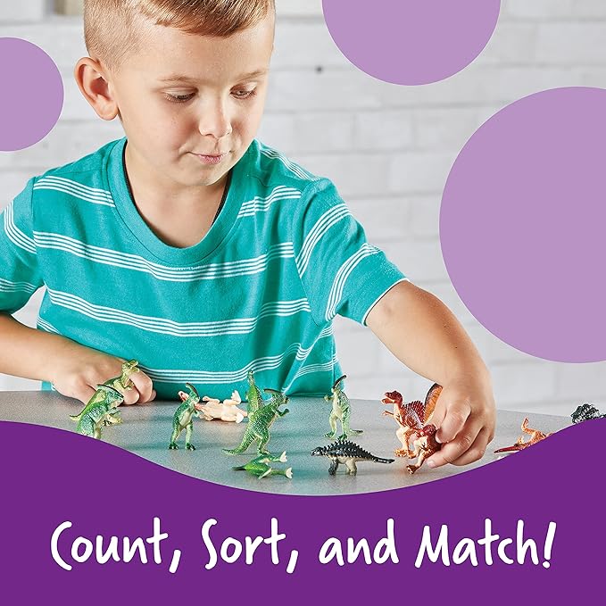 Learning Resources Dinosaur Counters, Set of 60 Colored Dinosaurs, Fine Motor Toy, Ages 3+, multi-color