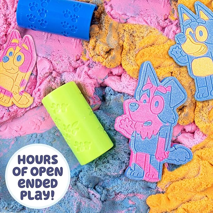 Horizon Group USA Bluey SLIMYGLOOP Slimy Sand Mold & Play Creations, 8-Piece Playset, 3 Scented Colors, Sensory Activity for Kids Ages 3, 4, 5, 6, 7, 8, Multi, Medium