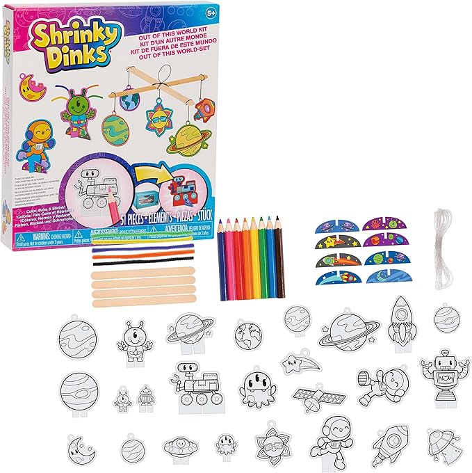 Just Play Shrinky Dinks Out of This World 51-piece Arts and Crafts Kit, Kids Toys for Ages 3 Up, Medium