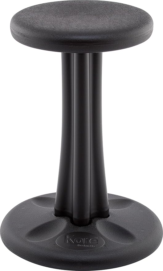 KORE DESIGN Wobble Stool Chair, Girls + Boys Kid Desk Stools, Ergonomic Small Office Chairs, Flexible Seating for Active Kids, ADD/ADHD, Classroom, School, Home, Pre-Teen (18.7in), Age 10-11 yr, Black