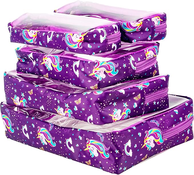 TSA Approved 5-Piece Diaper Bag Organizer Pouch Set Clear Waterproof TPU Kids Toiletry Storage Set Travel Packing Clutch Cube Bags for Baby Nursing