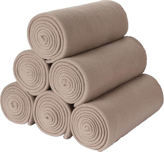 Special SG Glory Fleece Throw Blanket Set Bulk for Travel Kids Outdoor Wedding Pet (Camel, Pack of 6 50x60 Inches)