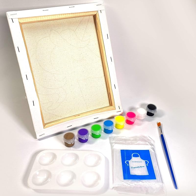 Indigo Art Studio Pre Drawn Canvas Paint Kit for Adults Kids Couples | Stretched & Stenciled | Art Activity | Fruit Bowl Still Life | Birthday & Sip and Paint With Twist Party Favor (8x10 Inches)