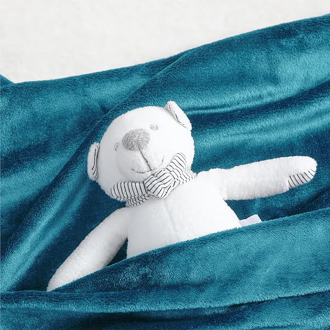 Bedsure GentleSoft Bedding Fleece Blanket for Girls and Boys - Soft Cozy Cute Small Throw Blankets for Travel, 43x55 Inches,Teal Blue