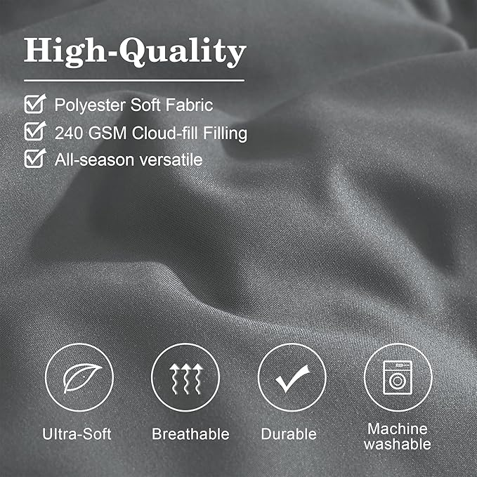 Monbix Full Comforter Set - 7 Pieces Grey Bed in a Bag Full Size Bedding Sets with Comforters, All Seasons Comforter with Sheets, Pillowcases & Shams