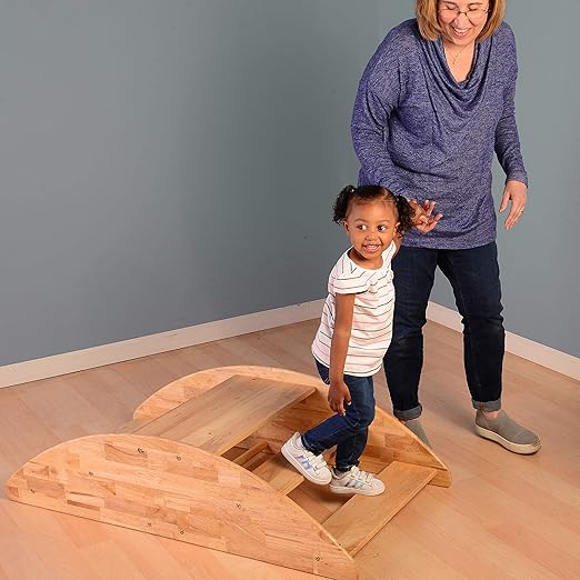 Constructive Playthings Wooden Rocking Boat for Children, Use as Playground Equipment, Daycare Furniture or for Home Use, Indoor and Outdoor Toddler Toys, Climbing Toy, Sits 4 Kids, 2 Years & Up