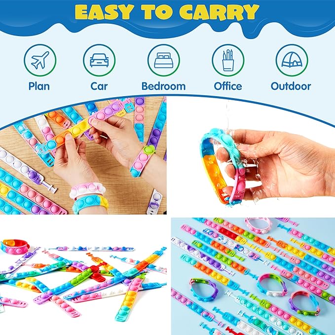 JOYIN Pop Fidget Toys pops Bulk 25 Pack Party Favors for Kids 4-8,8-12 Year, Fidget Bracelets Sensory Toys for Classroom Birthday Carnival Prizes Gifts Goodie Bags Stuffers for Kids
