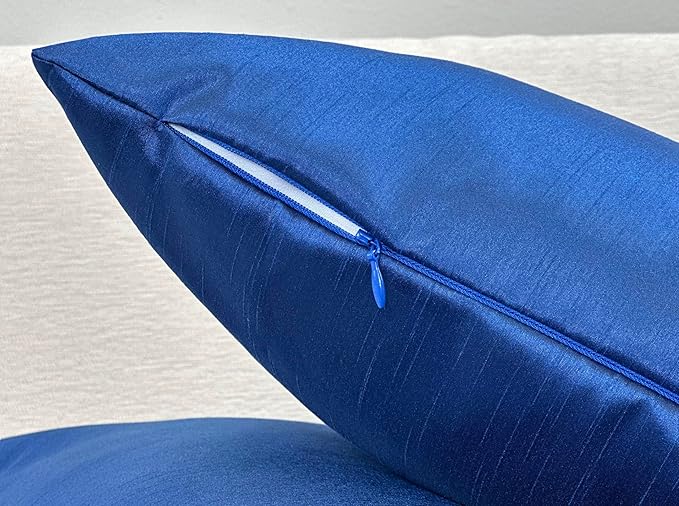 Aiking Home 26x26 Inches Faux Silk Square European Shams, Zipper Closure, Royal (Set of 2)