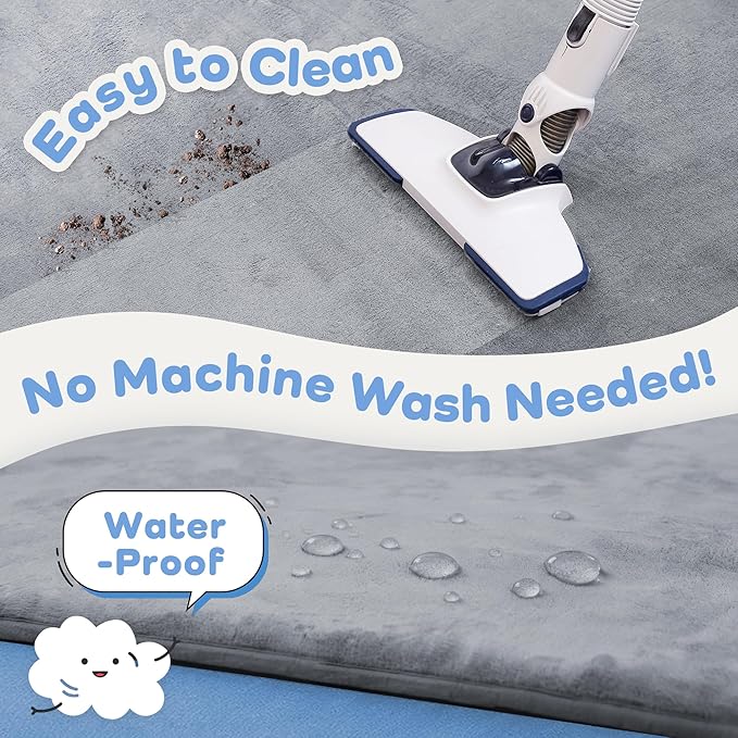 1.3" Thick Baby Floor Play Mat 71x79, Basic Padded Foam Mat for Tummy Time Crawling, Non Slip Cushioned for Babies Toddlers Infants Kids (Light Grey)