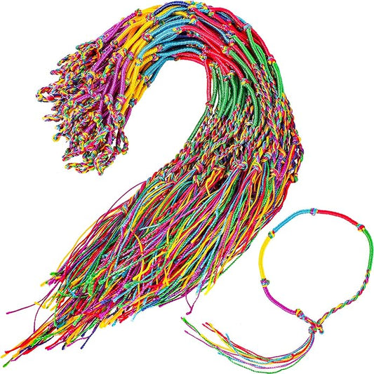 60 Pcs Friendship Bracelets Bulk Handmade Braided Bracelets Colorful String Thread Bracelets Friendship Cords Strand Bracelet for Kids Girls Women Teen Party Favors Supplies