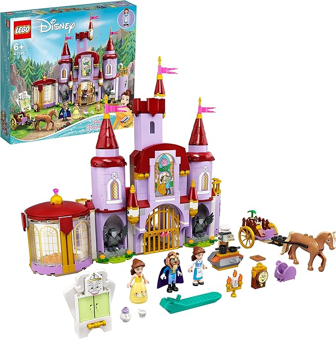 LEGO® Disney Belle and The Beast’s Castle 43196 Building Kit; an Iconic Castle Construction Toy for Creative Fun