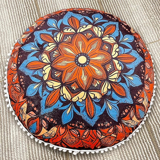 32 in Meditation Floor Cushion, Round Large Floor Pillow for Adult, Yoga Pillows for Sitting On Floor, Boho, Memory Foam Filling