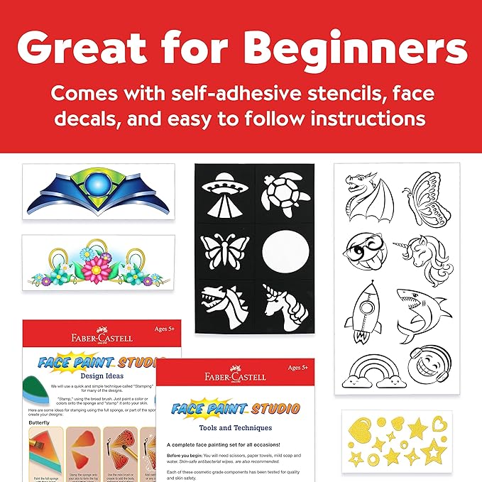 Faber-Castell Face Paint Studio Kit - Face Painting Kit for Kids - Non-Toxic Face Paint for Halloween, Kids Party, Carnival, Rainy Day Activities