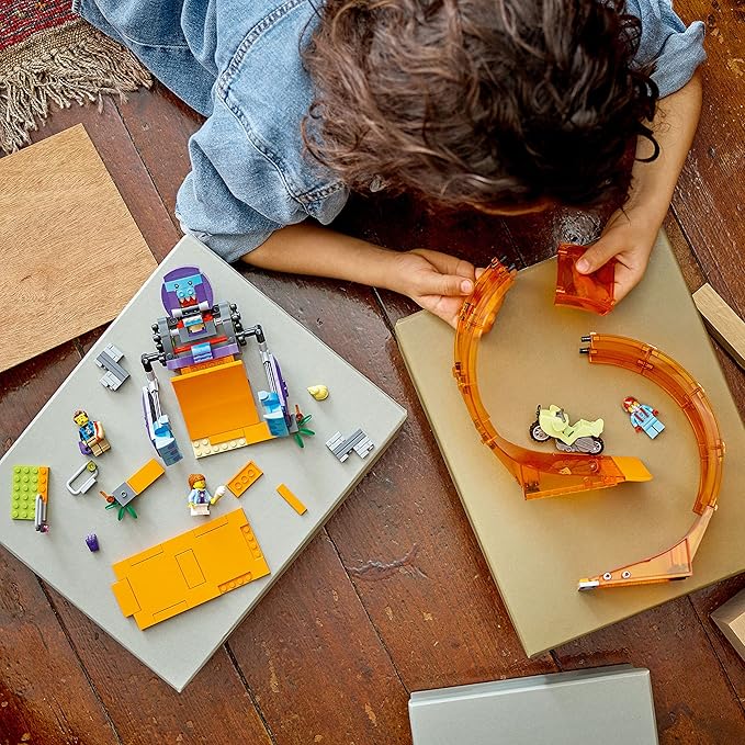 LEGO City Stuntz Smashing Chimpanzee Stunt Loop 60338 with Flywheel Toy Motorcycle, Ramp, Chimp Prop and 3 Minifigures, Gift for Kids Aged 7 Plus