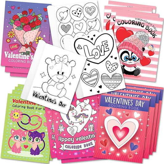 ArtCreativity 20 Packs / 5" X 7" Valentines Day Mini Coloring Books for Boys and Girls Children, 5 Designs Set for Classroom, Perfect for Creative Educational Art Home and Exchange Gifts for Toddlers