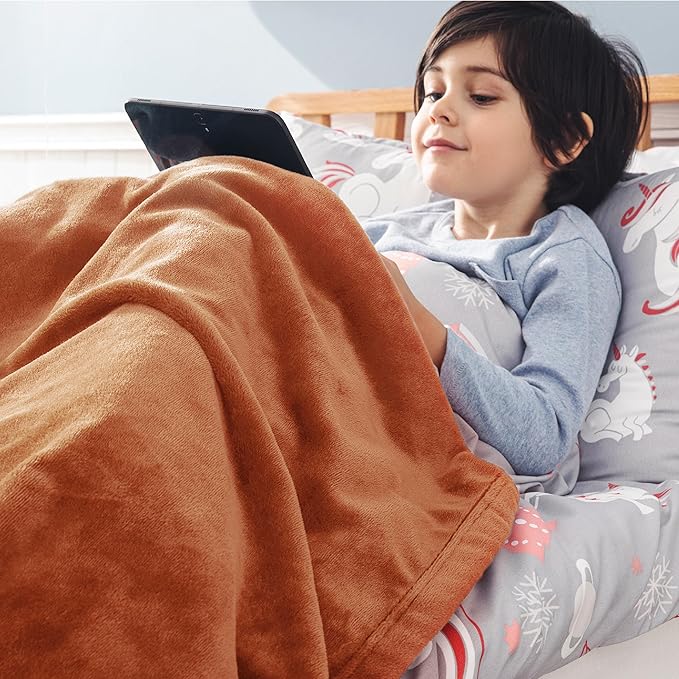Bedsure GentleSoft Bedding Fleece Blanket for Girls and Boys - Soft Cozy Cute Small Throw Blankets for Travel, 43x55 Inches, Burnt Orange