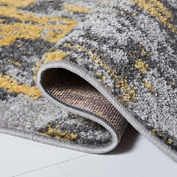 SAFAVIEH Adirondack Collection Area Rug - 9' x 12', Grey & Yellow, Modern Abstract Design, Non-Shedding & Easy Care, Ideal for High Traffic Areas in Living Room, Bedroom (ADR134H)