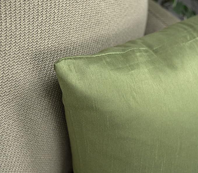 Aiking Home 12x18 Inches Faux Silk Rectangular Throw Pillow Cover, Zipper Closure, Sage (Set of 2)