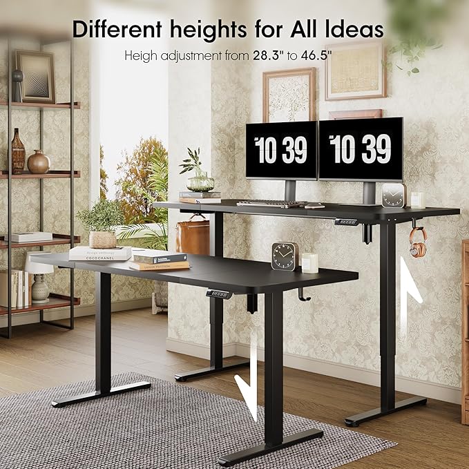 Monomi Electric Standing Desk, 71 x 31.5 inches Height Adjustable, Ergonomic Home Office Sit Stand Up Desk with Memory Preset Controller (Black Top/Black Frame)