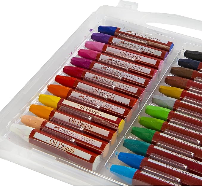 Faber-Castell Blendable Oil Pastels In Durable Storage Case- 24 Vibrant Colors - Non-Toxic Pastels for Kids