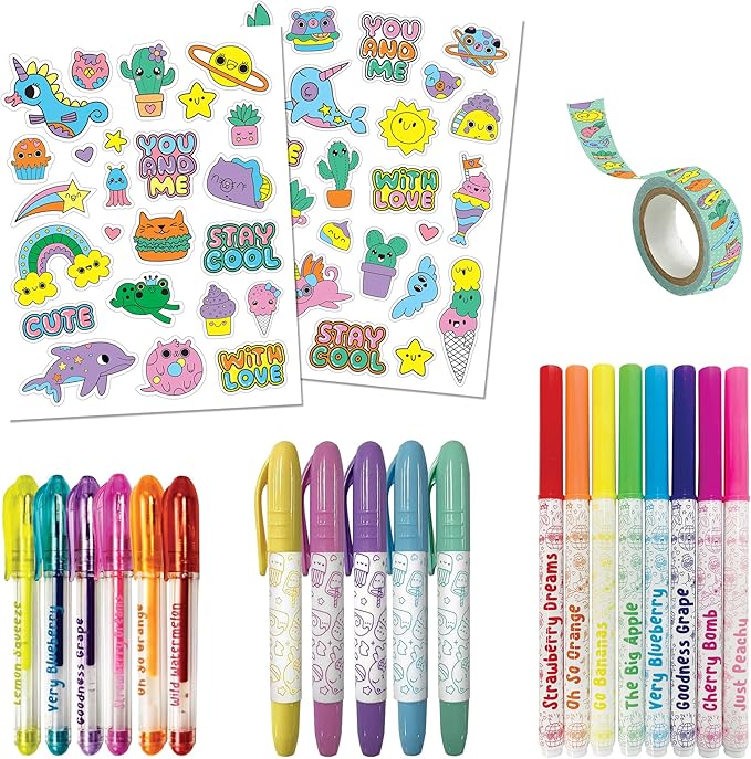 Hinkler Kaleidoscope: Coloring Kawaii Ultimate Kit - Kids Cute Carry Case Kit Includes Scented Markers, Stationery & Stickers, Color in The Case, Ages 6+