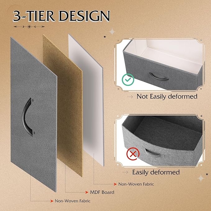 WLIVE Storage Organizer Unit with 11 Fabric Bins, Storage Drawers Organizer with Steel Frame, Tall Storage Tower Organizaton for Living Room, Hallway, Office, Dark Grey