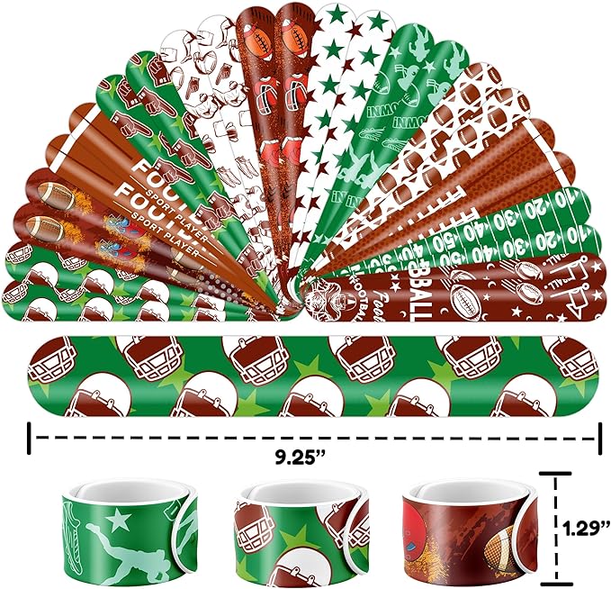 48PCS Football Party Favors - 24PCS Temporary Tattoos & 24PCS Slap Bracelets - American Rugby Themed Birthday Supplies, Decorations, Gifts, Classroom Prizes for Kids, Boys & Cheerleaders