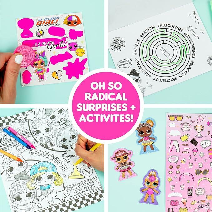 L.O.L. Surprise! Stylin' Studio by Horizon Group USA,Decorate LOL Surprise Paper Dolls With 250+ Accessories - DIY Activity Book, Scratch Art,Sticker Sheet,Coloring Pages,Markers,Crayons & More, Pink