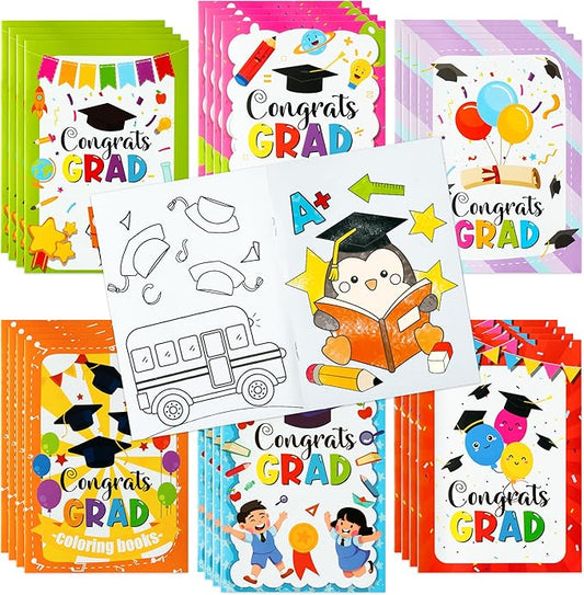 Kindergarten Graduation Coloring Books - 24Pcs Congrats Grad DIY Color-in Pages Books for Kids Bulk Pre-kindergarten Activity Books Mini Coloring Book Party Favors Graduation Classroom Gifts