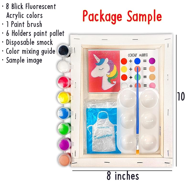 Indigo Art Studio Pre Drawn Canvas Paint Kit for Adults Kids Couples | Stretched & Stenciled | Art Activity | Fruit Bowl Still Life | Birthday & Sip and Paint With Twist Party Favor (8x10 Inches)