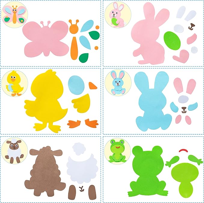 JOYIN 24 Pcs Foam Easter Egg Magnet Craft Kit, Easter Craft Kits DIY Animal and Egg Magnet Set for Kids Favor Classroom Homeschool Art Decor, Art and Craft Supplies Party Favors