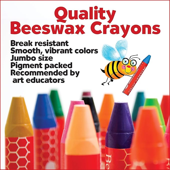 Faber Castell World Colors Beeswax Crayons - 15 Count, 9 Traditional and 6 Skin Color Crayons - Multicultural Crayons for Kids