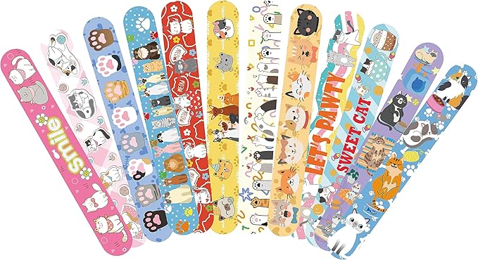 48 Pcs Slap Bracelets for Kids Holiday Party Favor Toys Slap Bracelets Bulk Cat and Dog Theme Snap Bracelet Birthday Party Supplies Classroom Prizes Wrist Bands Toddler Party Favors Christmas Easter Halloween Holiday Gifts