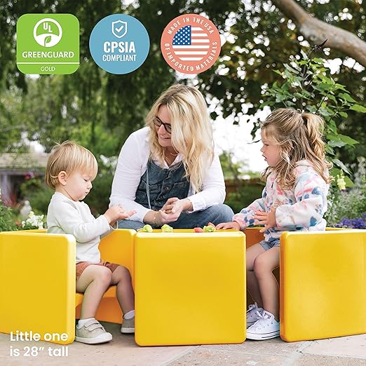 ECR4Kids Tri-Me 3-In-1 Cube Chair, Kids Furniture, Yellow