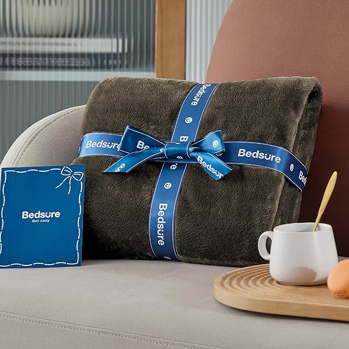 Bedsure GentleSoft Fleece Throw XL Blanket Brown - 300GSM Soft Lightweight Plush Cozy Blankets for Bed, Sofa, Couch, Travel, Camping, 50x70 inches