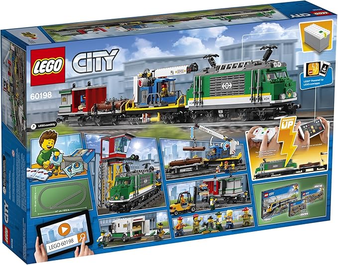 LEGO City Cargo Train 60198 Exclusive Remote Control Train Building Set with Tracks for Kids, Top Present for Boys and Girls (1226 Pieces)