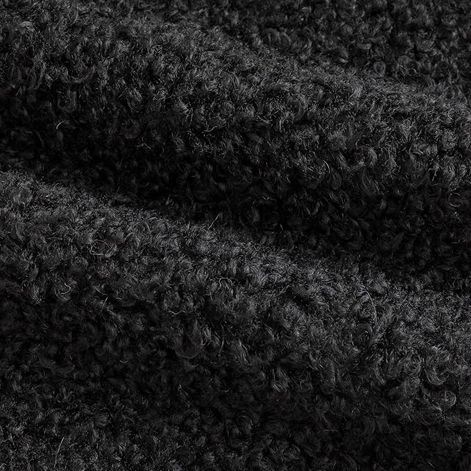 Pack of 2 Curly Teddy Wool Faux Fur Throw Pillow Covers Fuzzy Accent Soft Sherpa Pillowcases Sheepskin Fleece Decorative Cushion Case for Sofa Couch Living Room 24x24 Inch Black