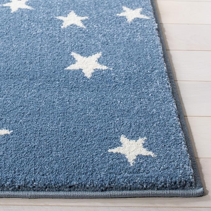 SAFAVIEH Carousel Kids Collection Runner Rug - 2' x 8', Light Blue & Grey, Non-Shedding & Easy Care, Ideal for High Traffic Areas for Boys & Girls in Playroom, Nursery, Bedroom (CRK135L)