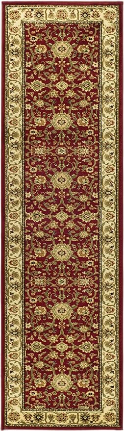 SAFAVIEH Lyndhurst Collection Runner Rug - 2'3" x 18', Red & Ivory, Traditional Oriental Design, Non-Shedding & Easy Care, Ideal for High Traffic Areas in Living Room, Bedroom (LNH212F)