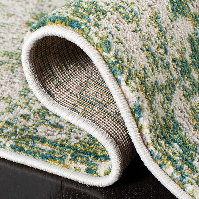 SAFAVIEH Madison Collection Accent Rug - 4' x 6', Green & Ivory, Modern Abstract Design, Non-Shedding & Easy Care, Ideal for High Traffic Areas in Entryway, Living Room, Bedroom (MAD499Y)